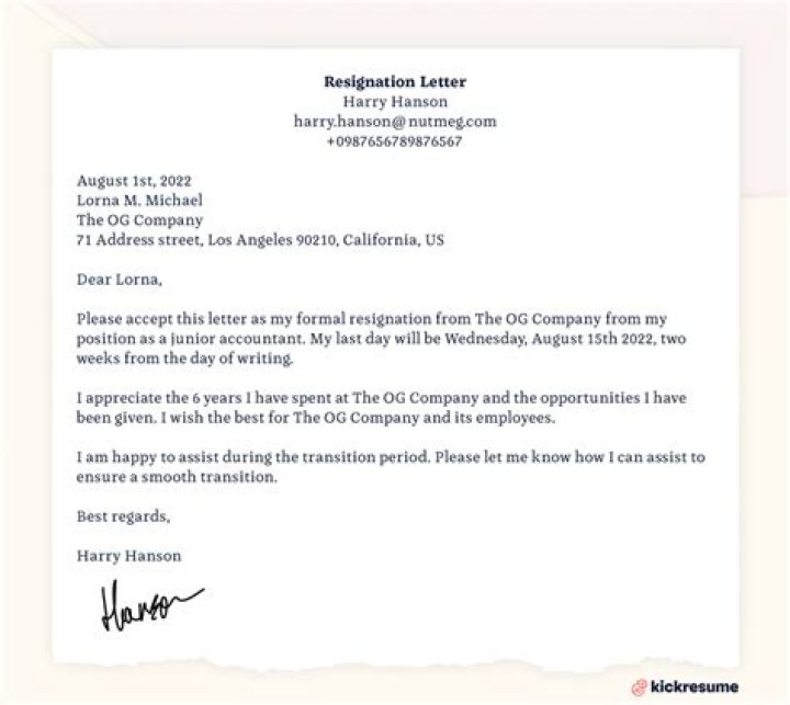 Do I send my resignation to HR?