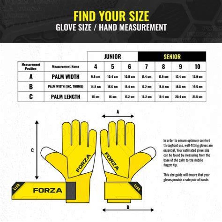 How are goalie gloves measured?