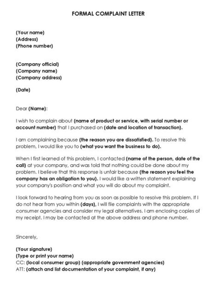 How do you start a complaint email?