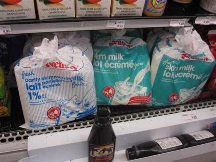 How much is a bag of milk in Canada?