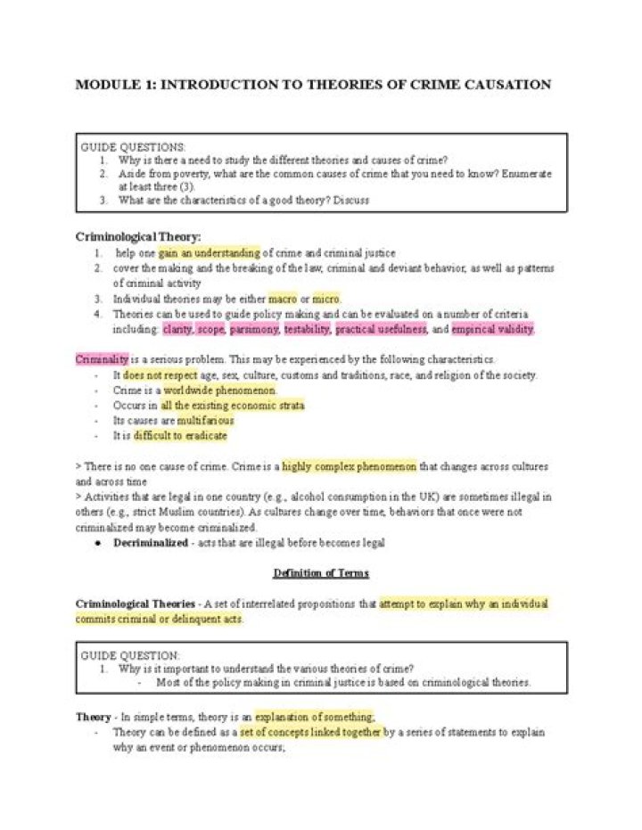 What are the theories of crime causation in criminology?