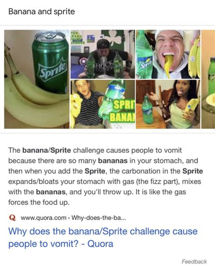 What happens with banana and Sprite?