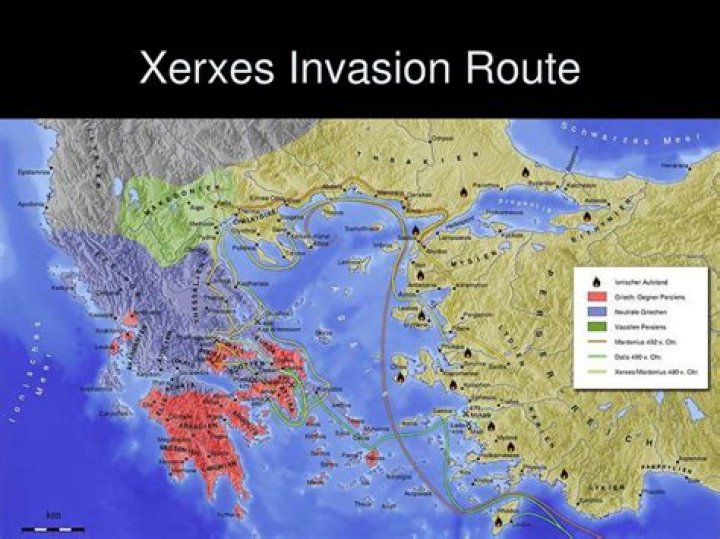 Where did Xerxes cross Greece?