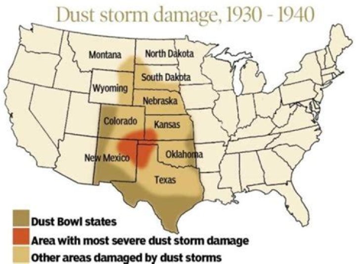 Which states were impacted by the Dust Bowl?