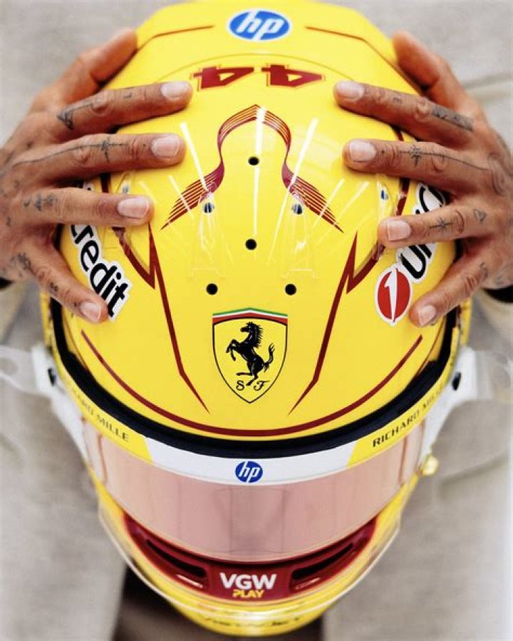 Why is Hamilton's helmet yellow?